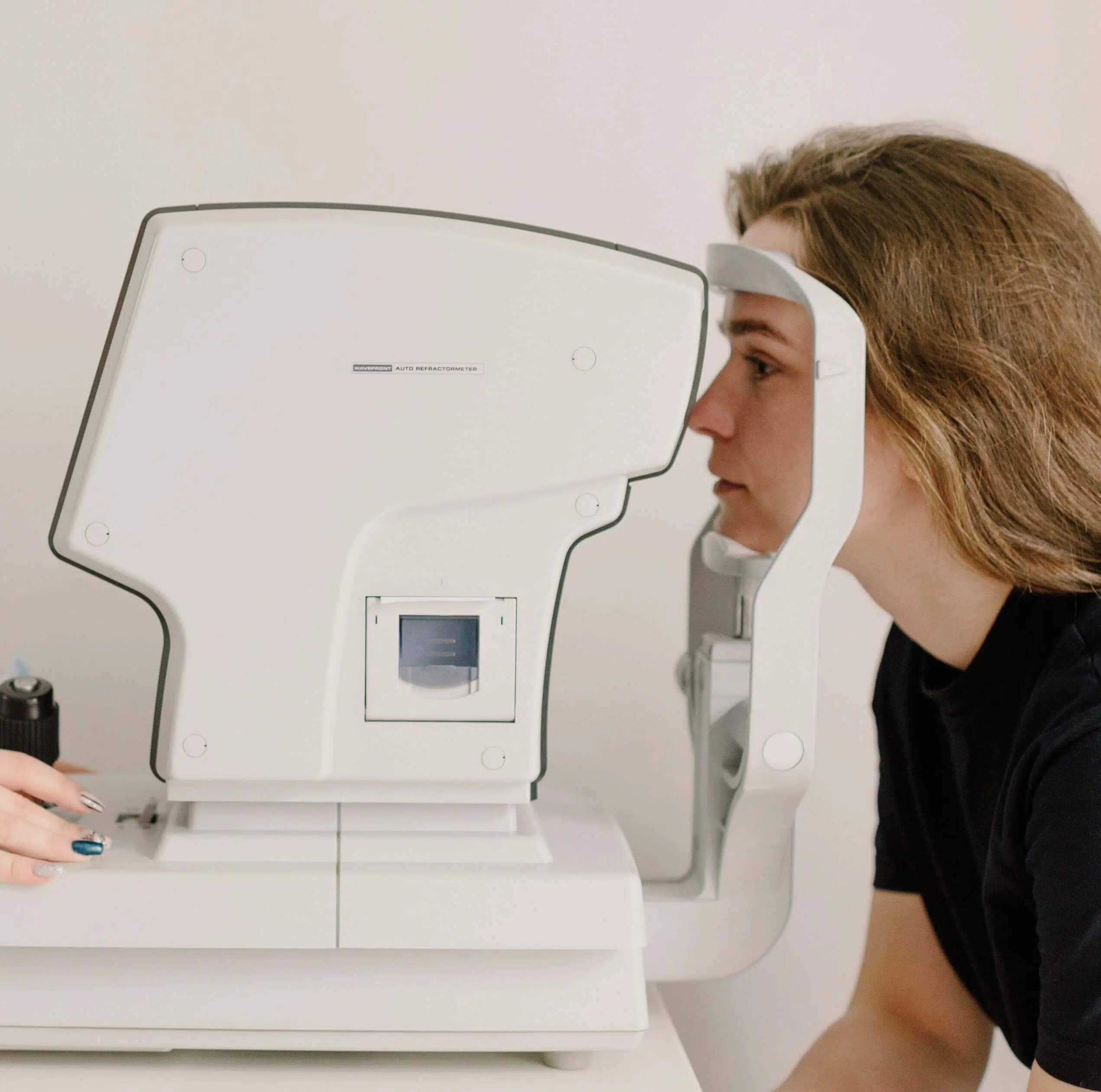 female patient at eye doctor